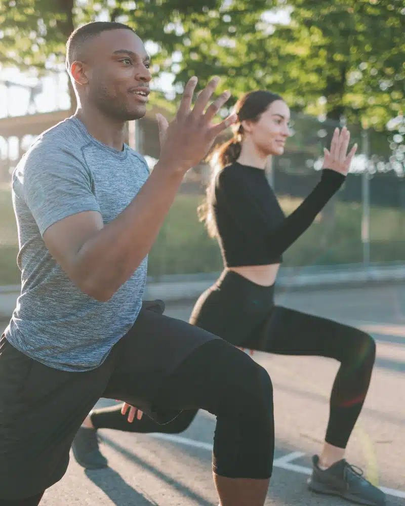 two people exercising