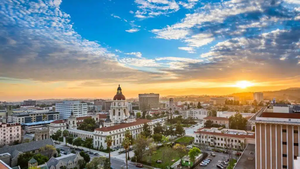 sunrise scenery in a city